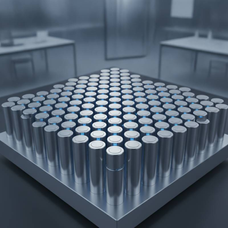 High density lithium battery cells in a grid