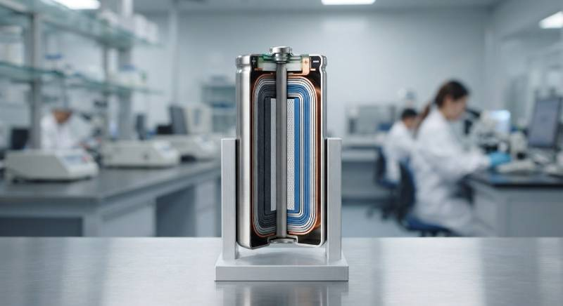 Cross-section diagram of a hermetically sealed medical battery