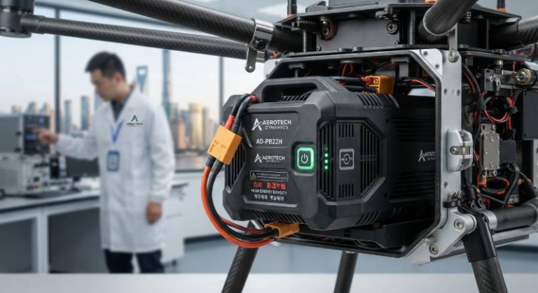 Industrial drone battery close-up high tech