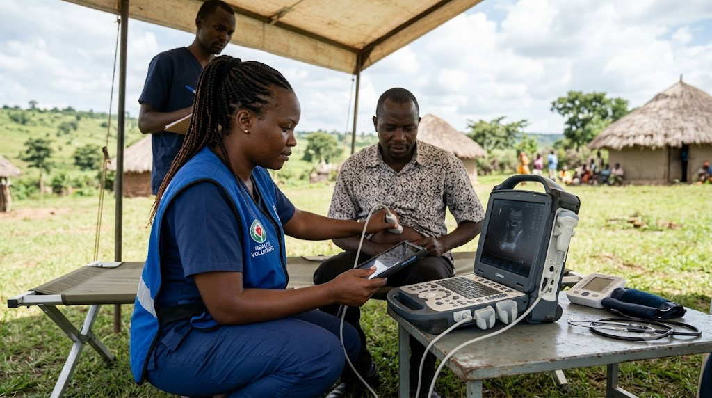 Portable diagnostic equipment in use