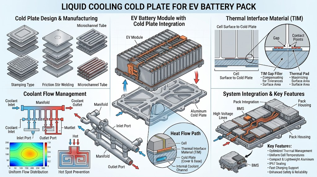 Liquid cooling cold plate for EV battery pack