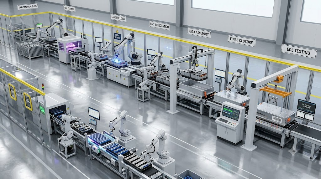 Automated battery pack assembly line