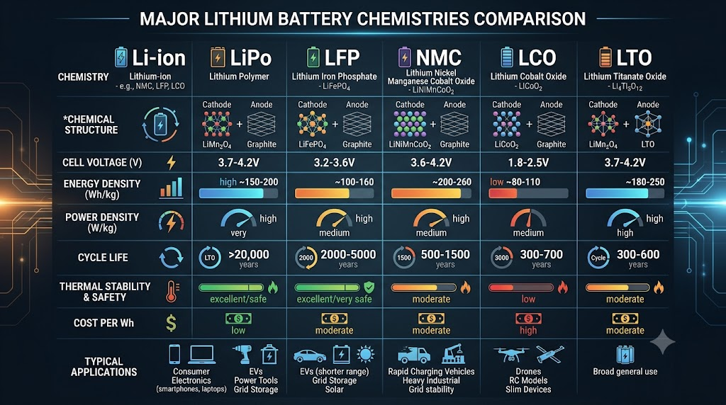 Lithium battery chemistries comparison