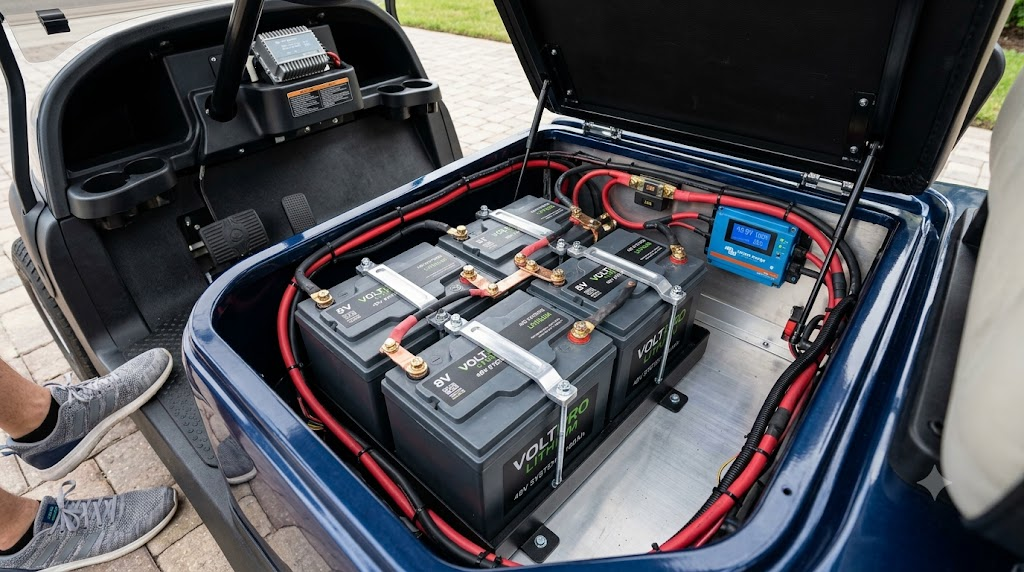 Golf cart battery compartment upgrade