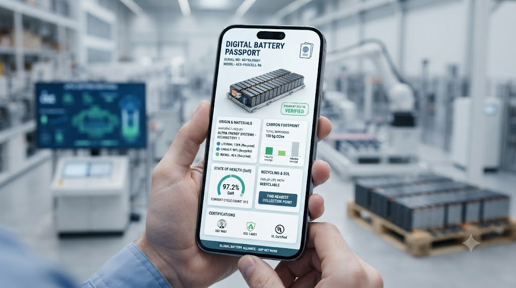 Digital Battery Passport smartphone interface