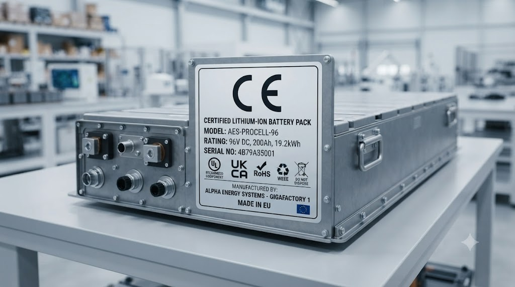 CE marking label on lithium battery pack