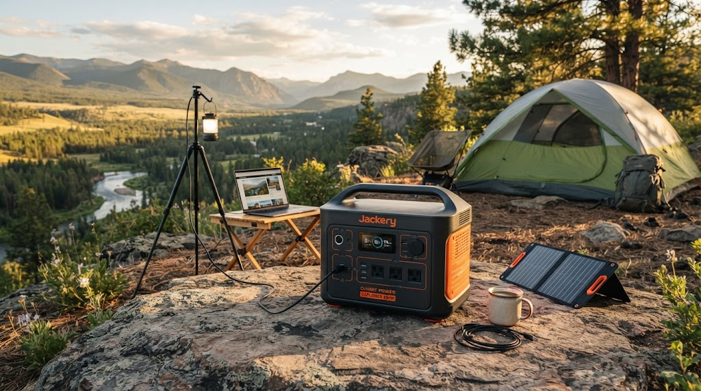Portable power station outdoors