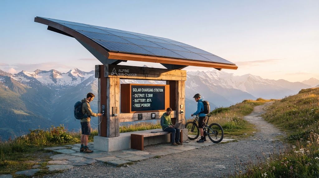 Solar panel charging station