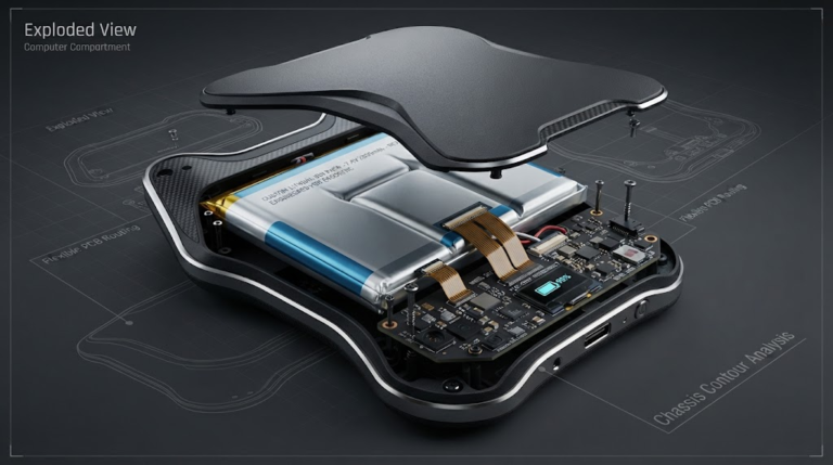 cad 3d model of custom battery inside wearable chassis