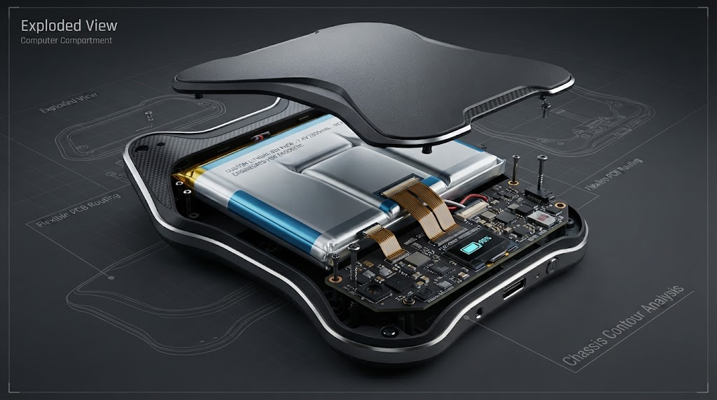  cad 3d model of custom battery inside wearable chassis