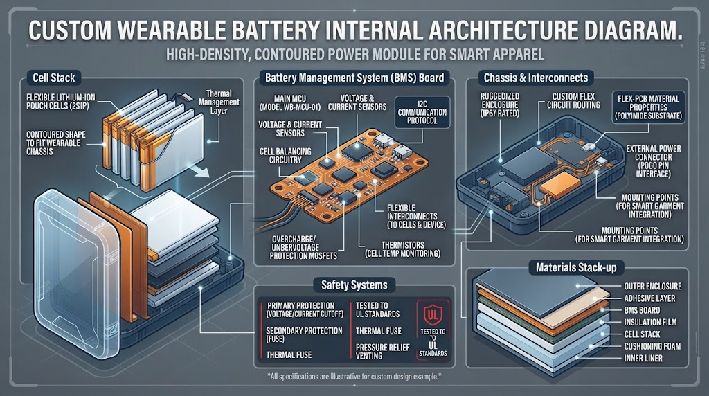 custom wearable battery internal architecture diagram
