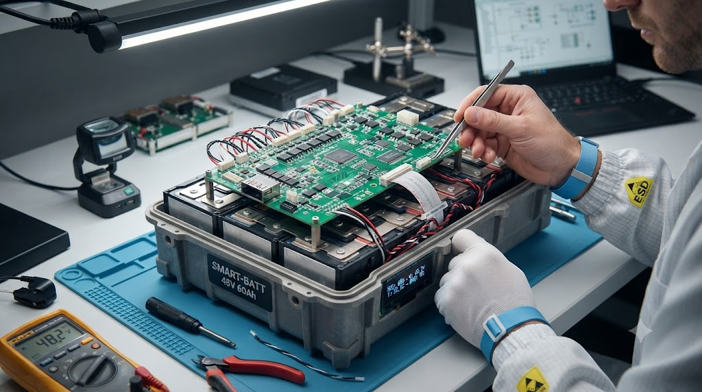 Smart battery pack assembly with BMS circuit board
