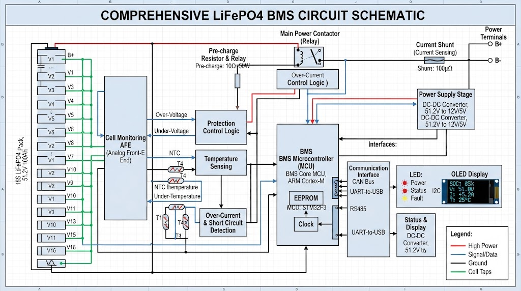 LiFePO4 Battery Management System Circuit