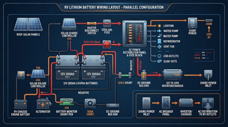 RV lithium battery wiring layout