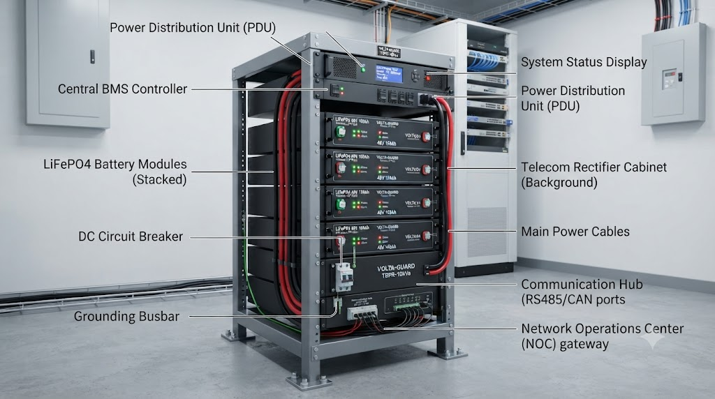 Telecom backup power battery rack system