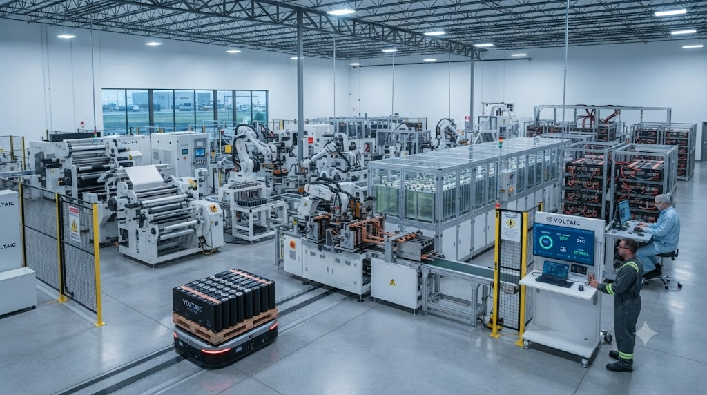 Battery manufacturing assembly line