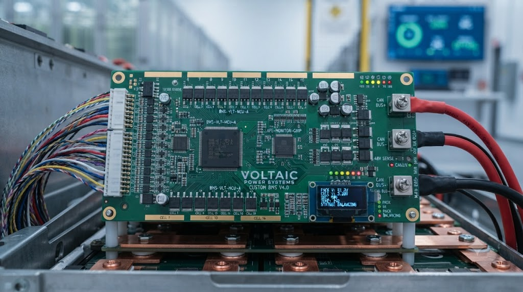 Custom BMS circuit board close up