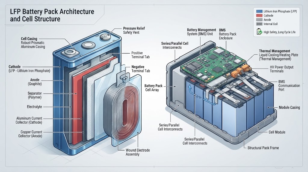 LFP battery pack cell structure