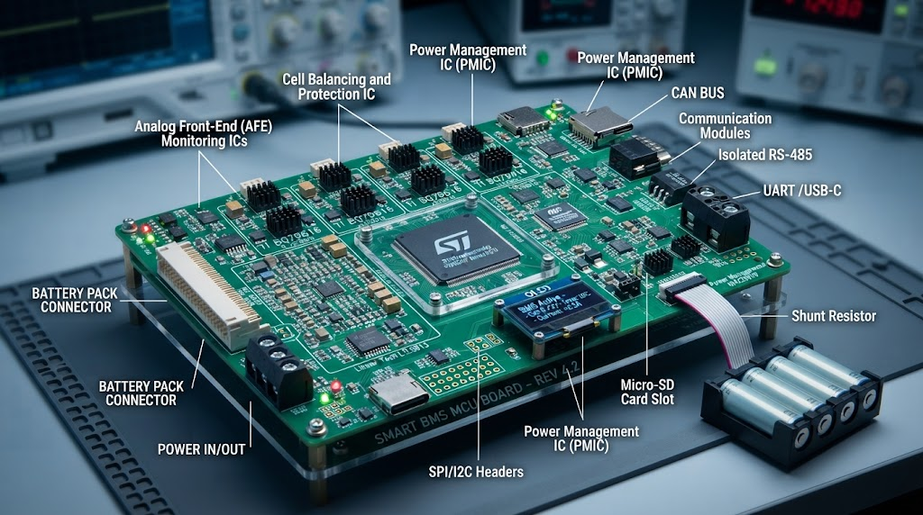 Smart battery management system microcontroller board