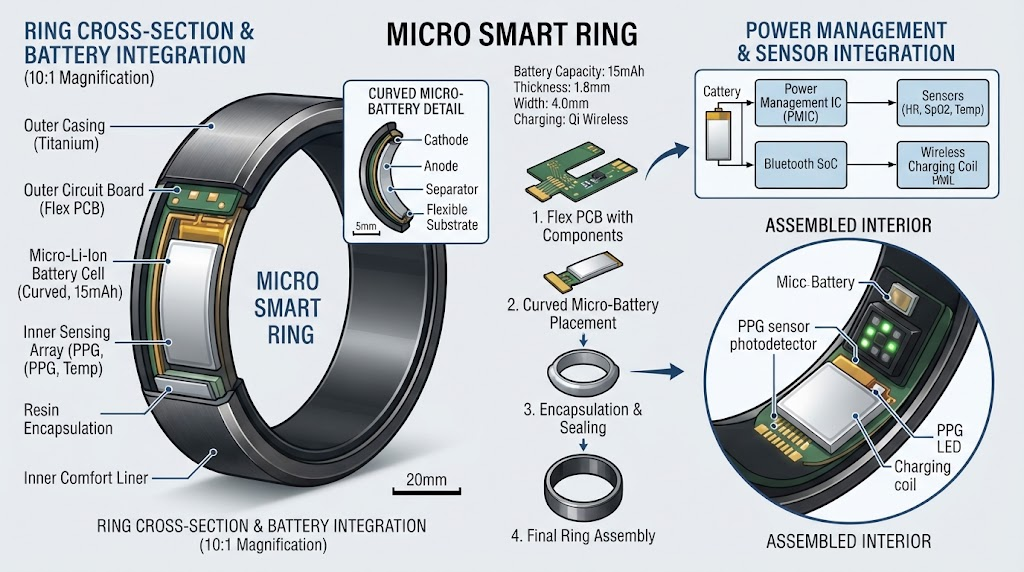 Smart ring battery integration