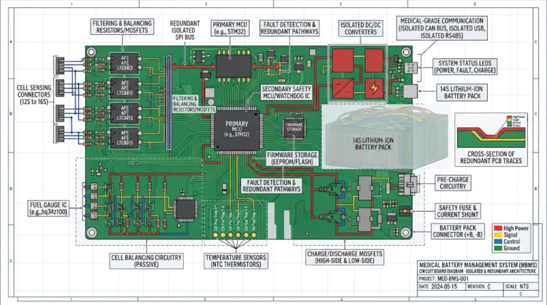 Medical battery management system circuit board diagram
