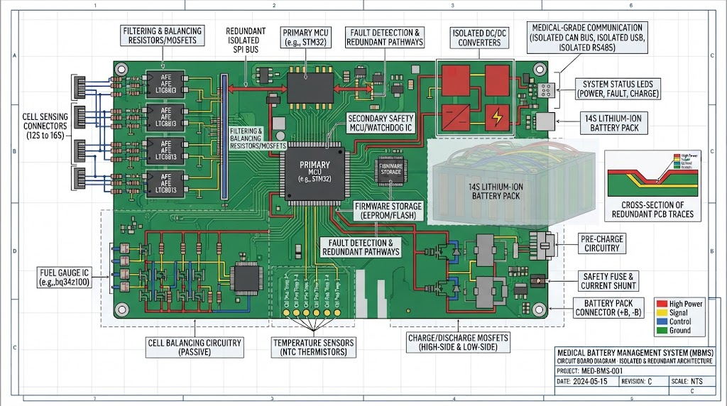 Medical battery management system circuit board diagram
