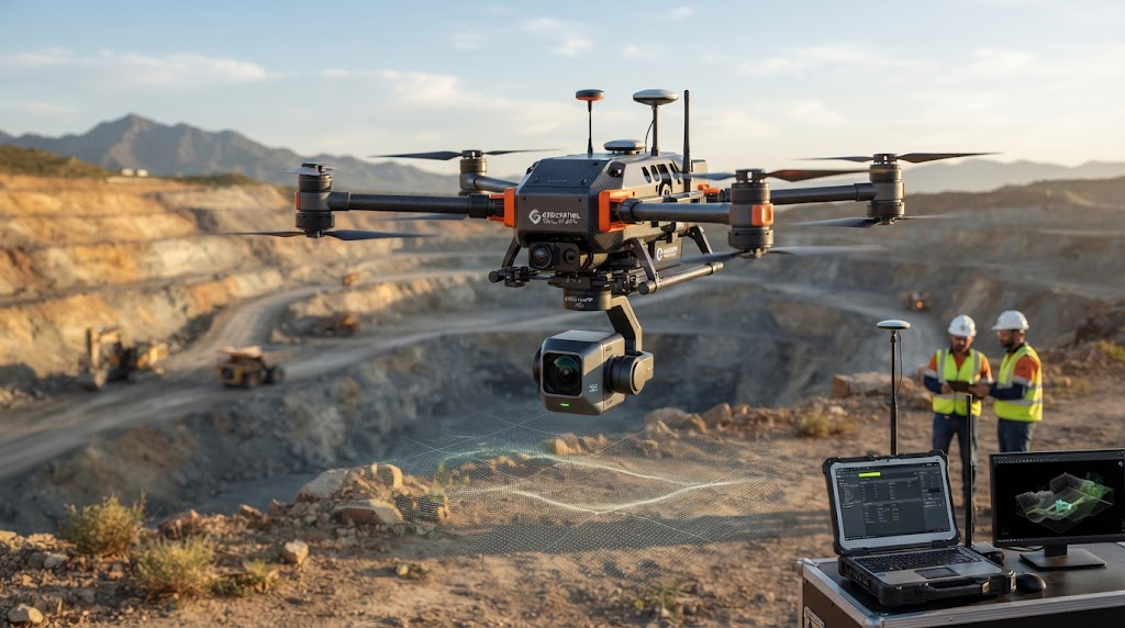 industrial survey drone equipped with lidar payload