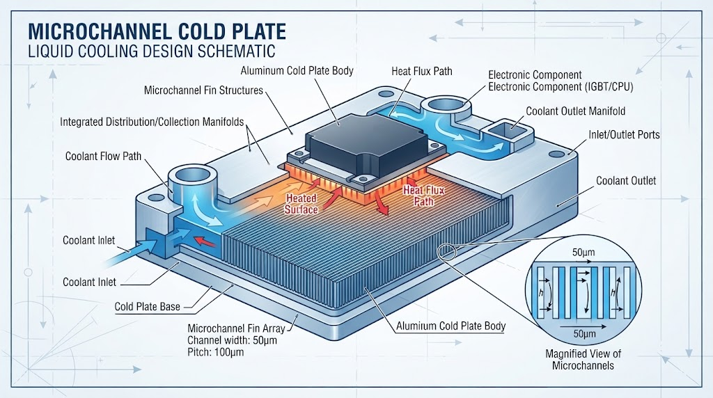 Microchannel cold plate liquid cooling design