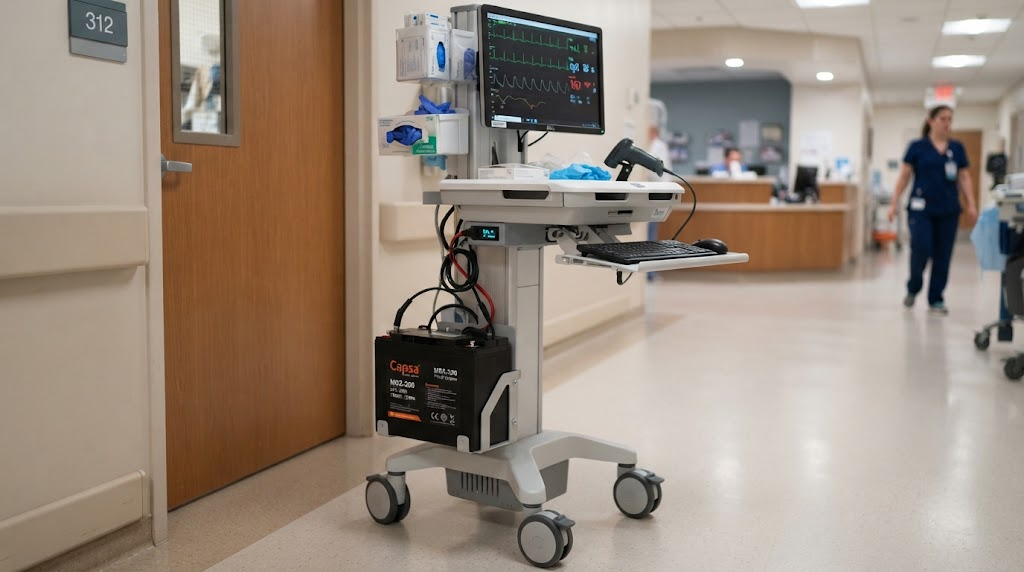 Hospital mobile cart battery