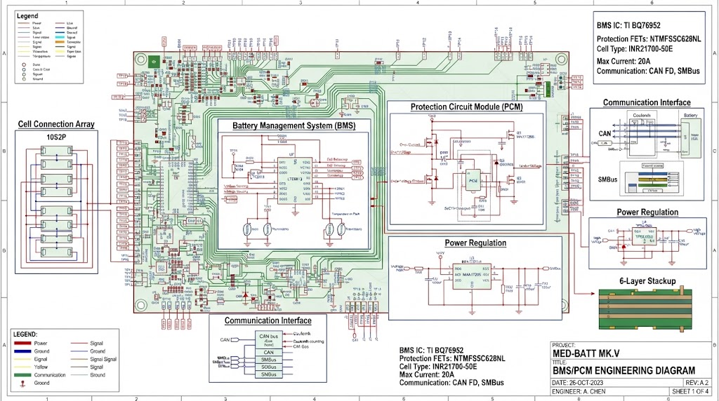 Medical battery pack circuit board engineering diagram