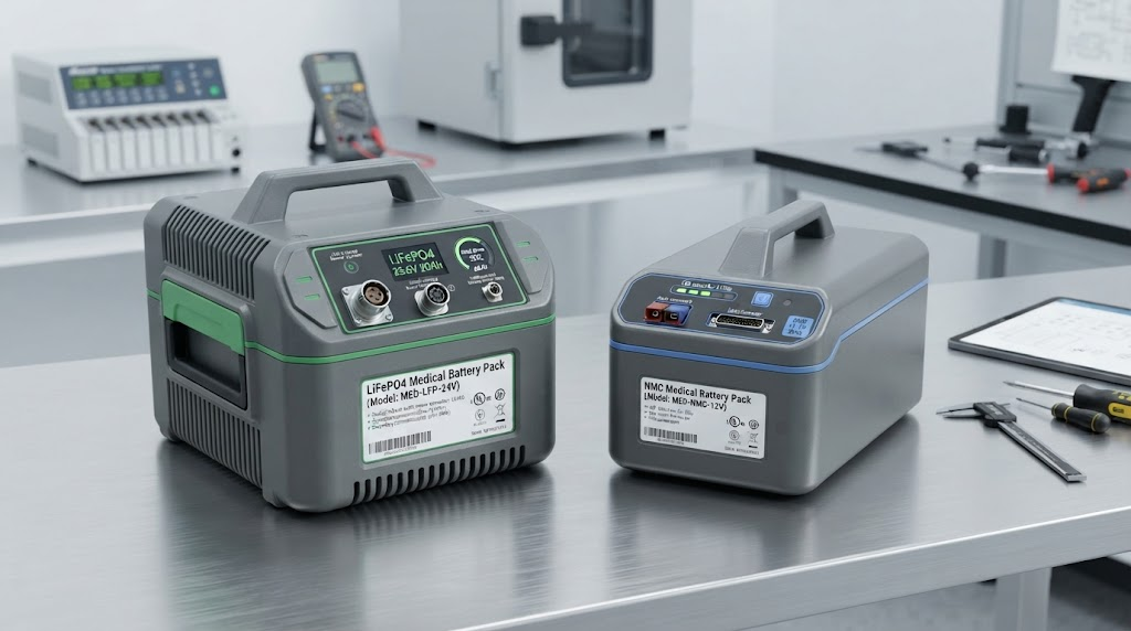 LiFePO4 and NMC medical battery packs
