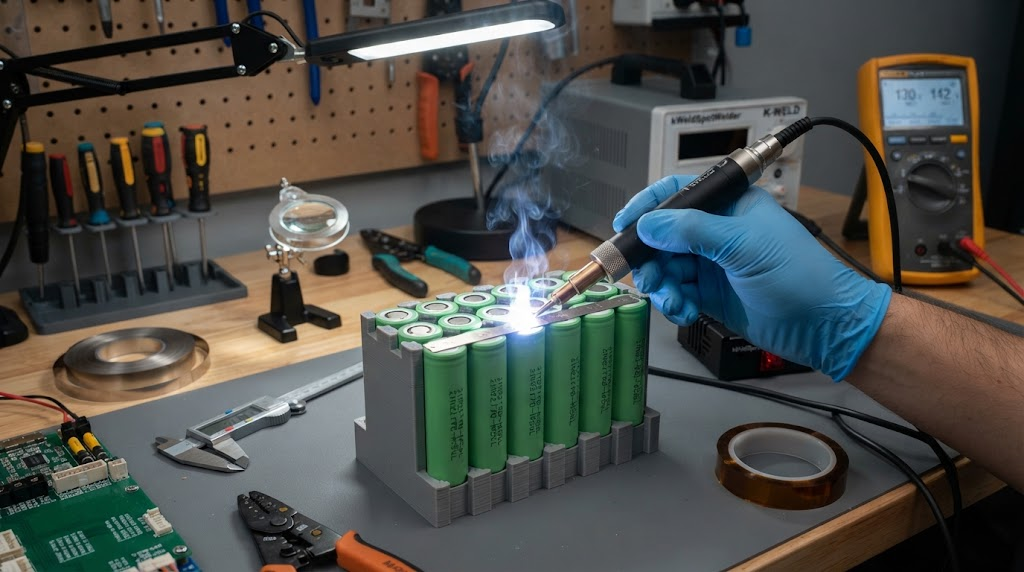 Battery cell spot welding process